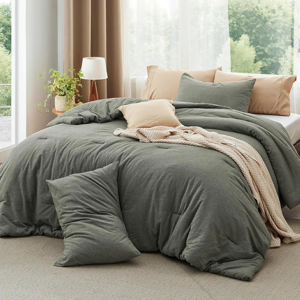 Pre-washed Comforter Set with 100% Cotton Outer Covert, 143TC