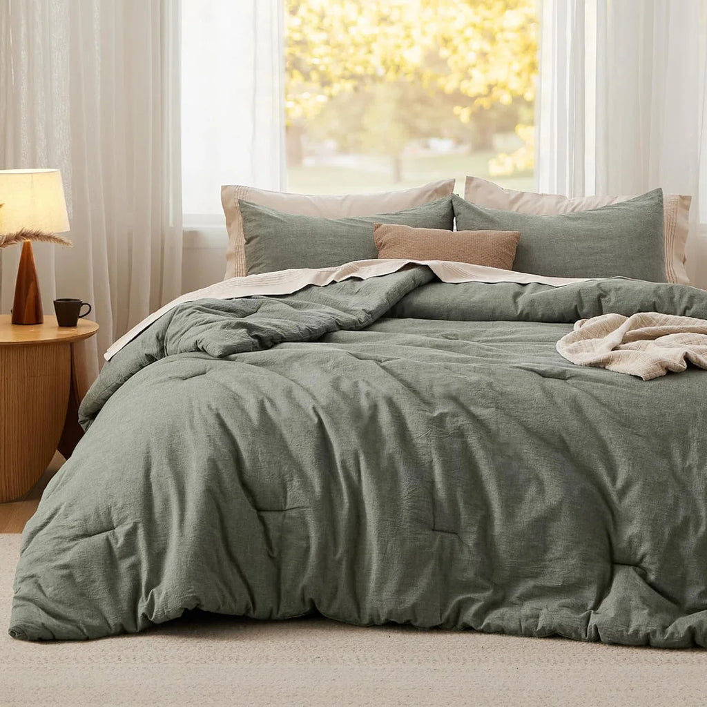 Pre-washed Comforter Set with 100% Cotton Outer Covert, 143TC