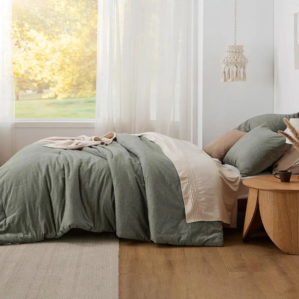 Pre-washed Comforter Set with 100% Cotton Outer Covert, 143TC
