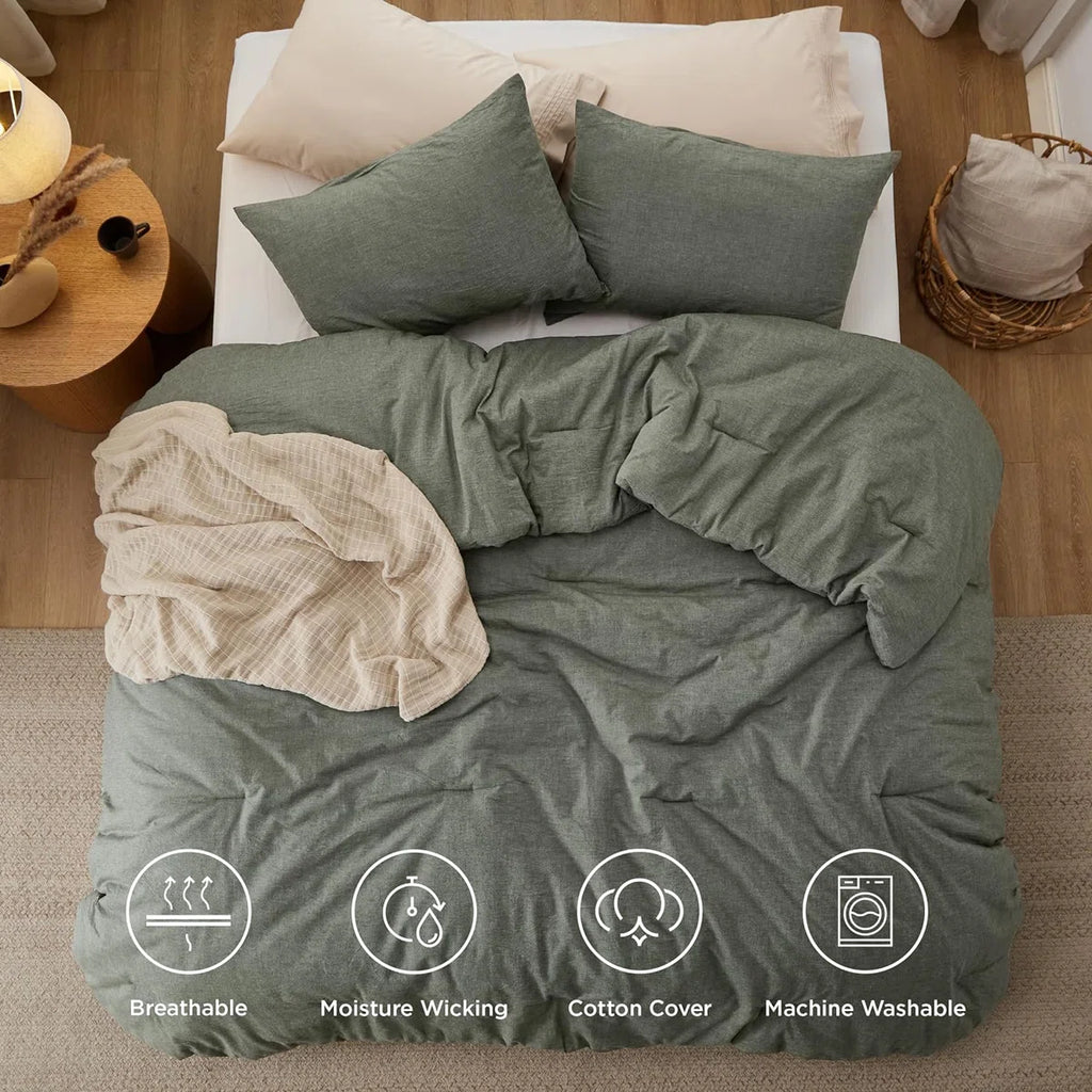 Pre-washed Comforter Set with 100% Cotton Outer Covert, 143TC