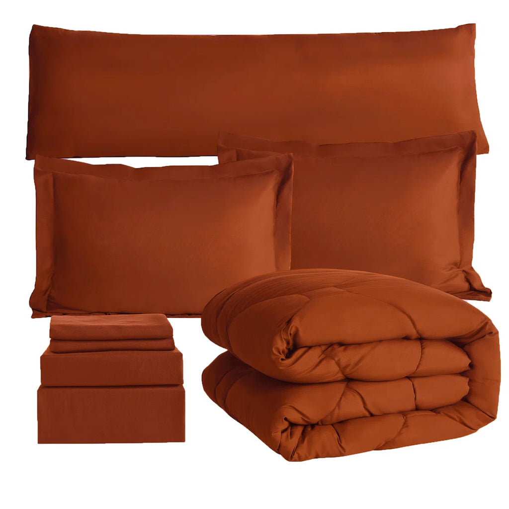 8 PCS Modern Comforter Set with Sheets All Season Bed in a Bag