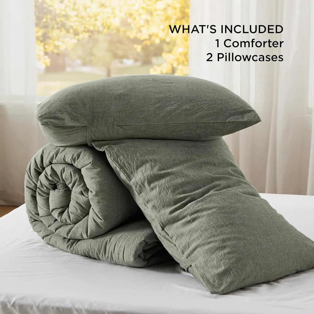Pre-washed Comforter Set with 100% Cotton Outer Covert, 143TC