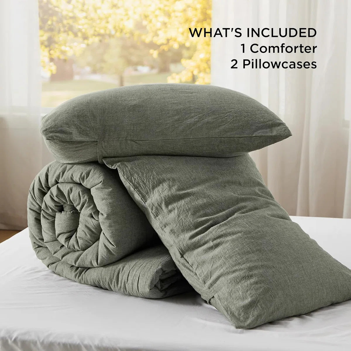 Pre-washed Comforter Set with 100% Cotton Outer Covert, 143TC