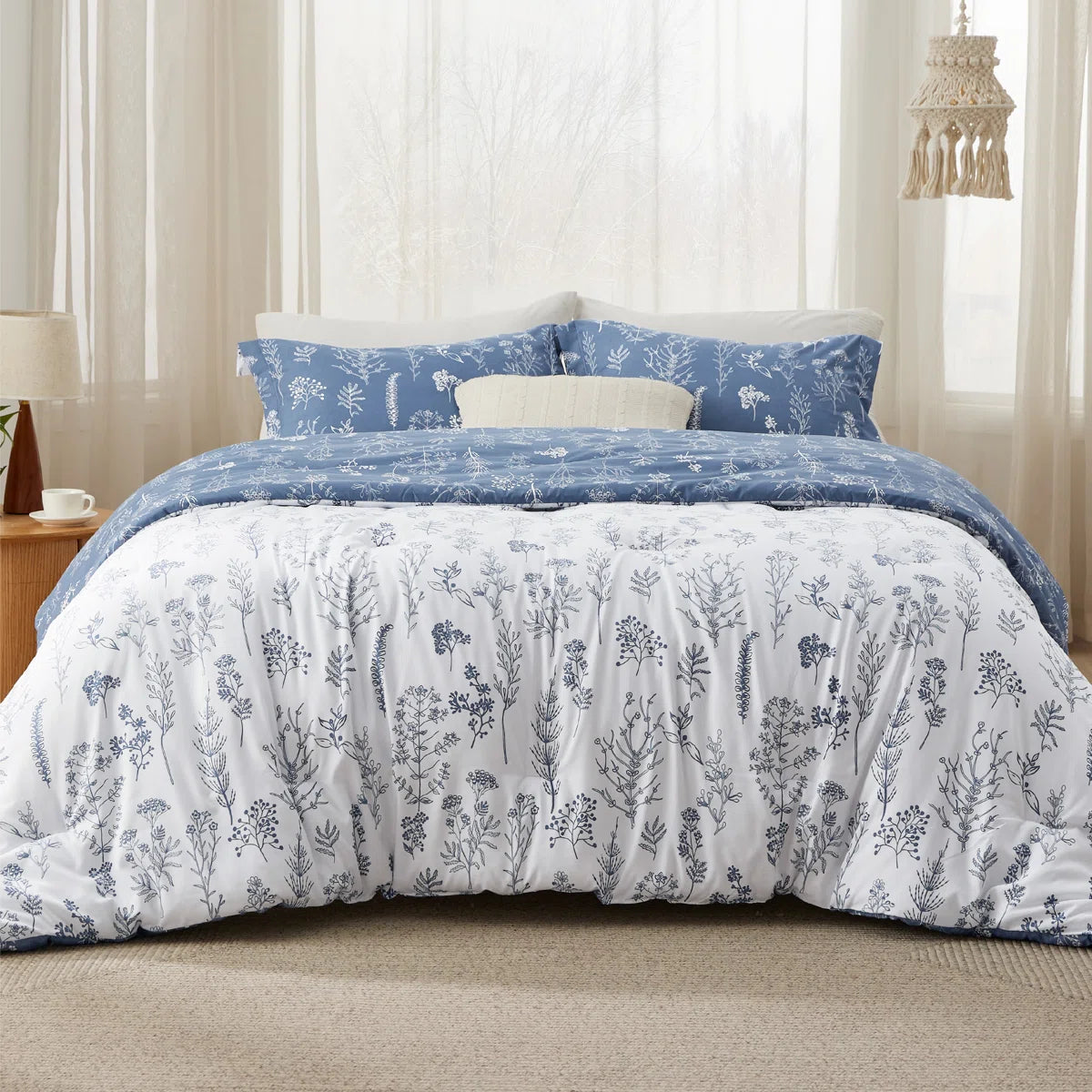 Best Seller Bedsure Comforter Set Reversible Cute Floral Bedding, 89GSM