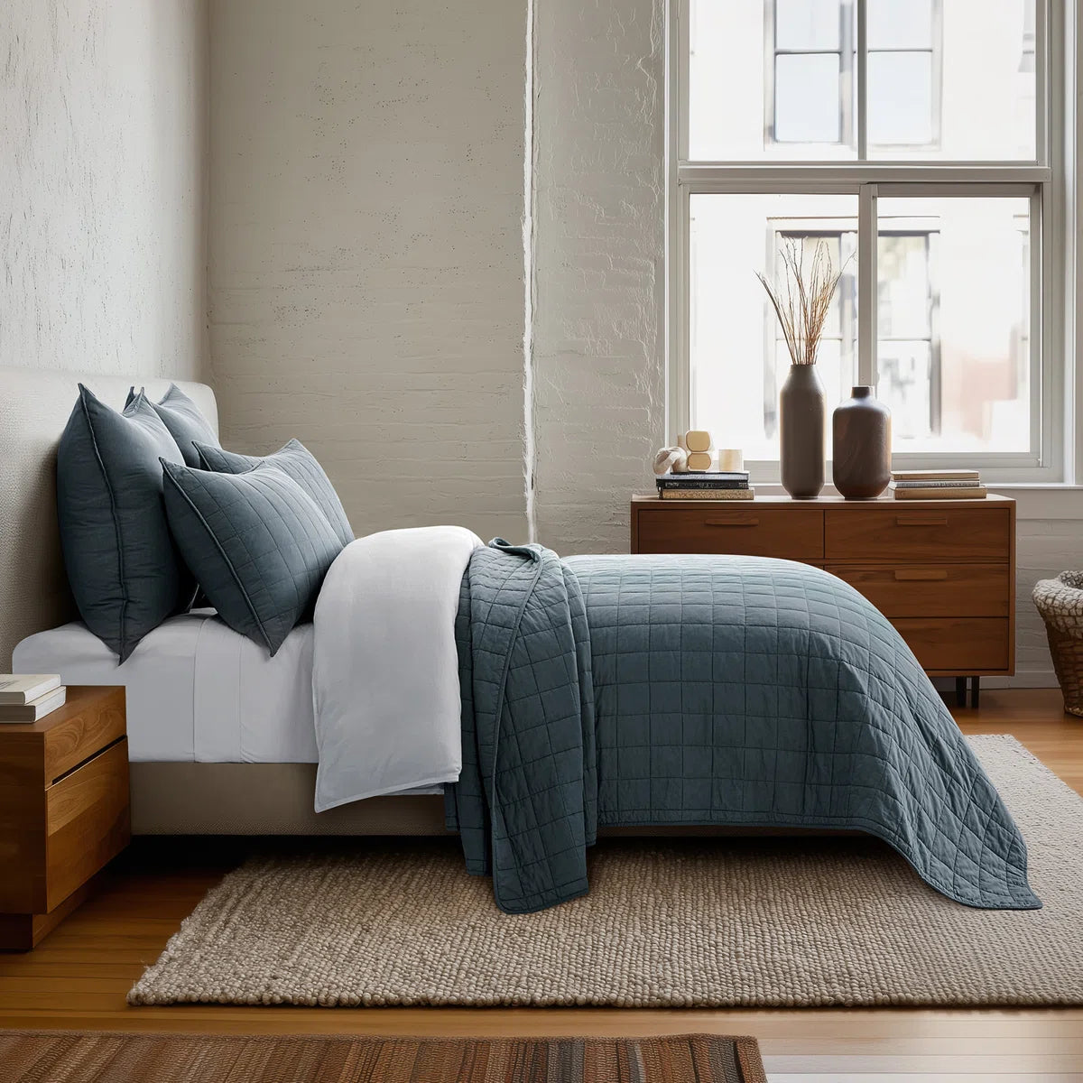 100% Cotton Box Stitch Quilt Set