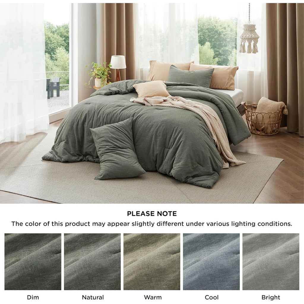 Pre-washed Comforter Set with 100% Cotton Outer Covert, 143TC