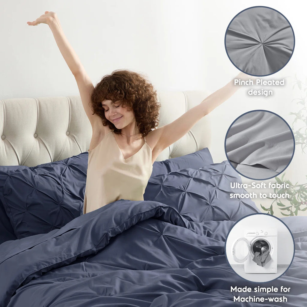 Bed-in-A-Bag Pleated Comforter Set with Bed Sheets