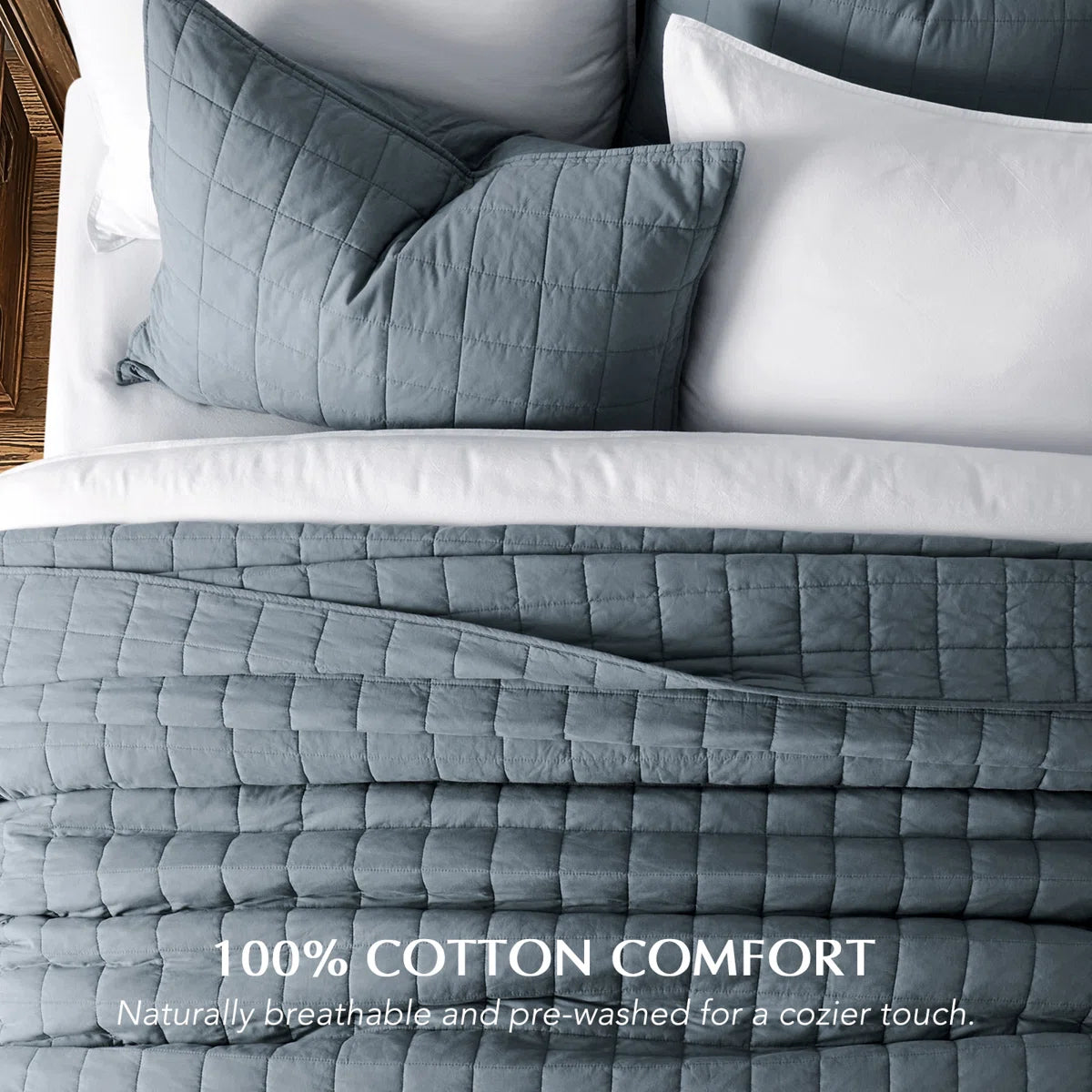 100% Cotton Box Stitch Quilt Set