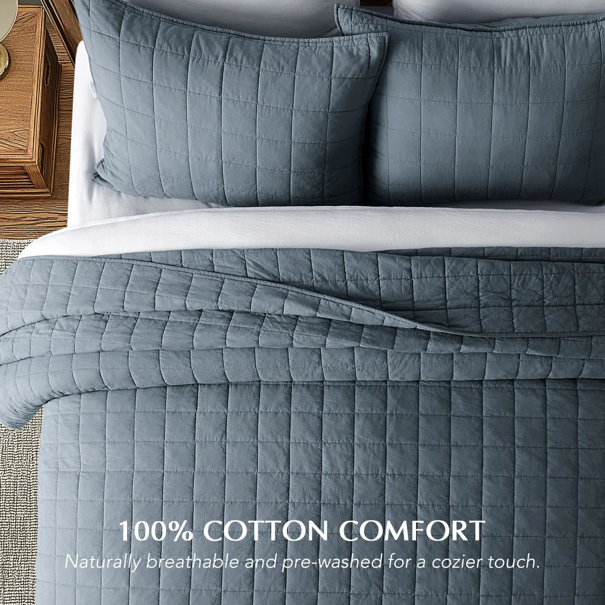 100% Cotton Box Stitch Quilt Set